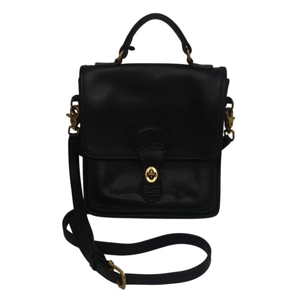 Vintage Black Leather Coach station Bag 5130